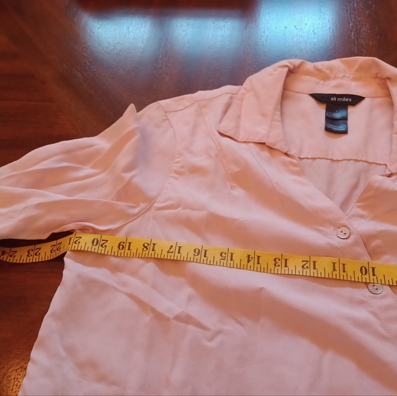 Ali Miles Wrap Blouse Asymmetric Buttons Roll Tab Sleeves Pink Size Large - Picture 11 of 11